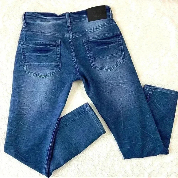 Vintage Genes Black Slim Straight Webbed Faded Dark Wash Jeans (28X30) - Picture 1 of 13